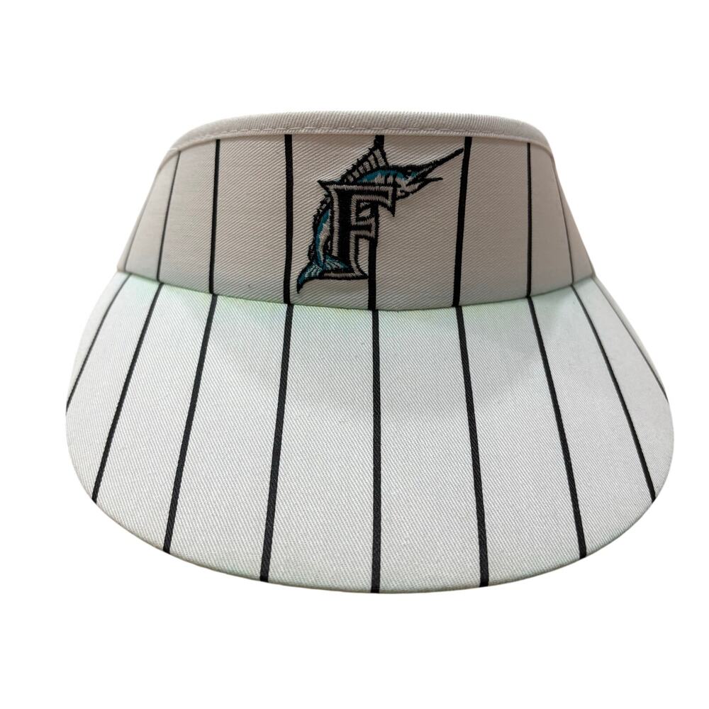 Vintage Florida Marlins Pinstripe Visor MLB Genuine Merchandise Hat Cap Miami
